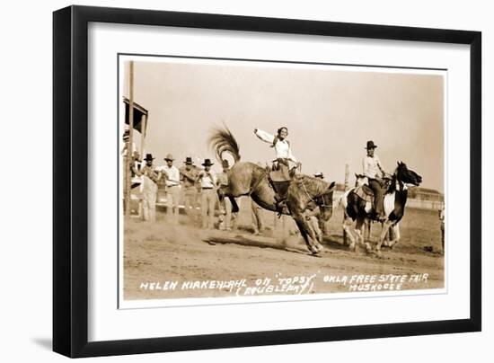 Woman Bronco Rider-null-Framed Art Print