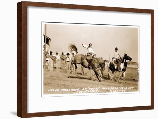 Woman Bronco Rider-null-Framed Art Print