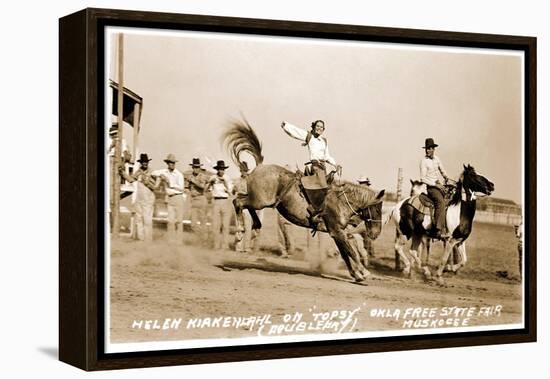 Woman Bronco Rider-null-Framed Stretched Canvas