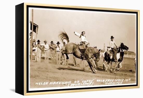 Woman Bronco Rider-null-Framed Stretched Canvas