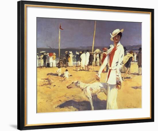 Woman By the Sea-Francois Flameng-Framed Premium Giclee Print