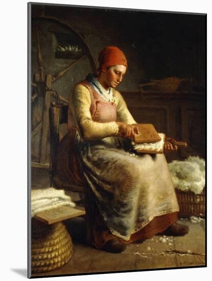 Woman Carding Wool-Jean-François Millet-Mounted Giclee Print