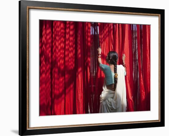 Woman Carrying Baby with Colorful Fabric, Pali, Rajasthan, India-Keren Su-Framed Photographic Print