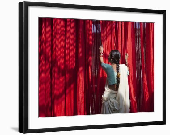 Woman Carrying Baby with Colorful Fabric, Pali, Rajasthan, India-Keren Su-Framed Photographic Print