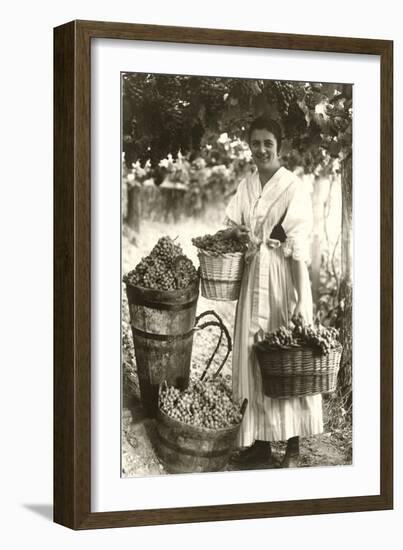 Woman Carrying Baskets of Grapes-null-Framed Art Print