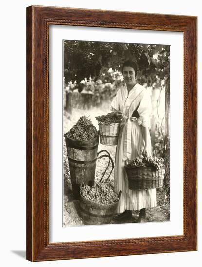 Woman Carrying Baskets of Grapes-null-Framed Art Print
