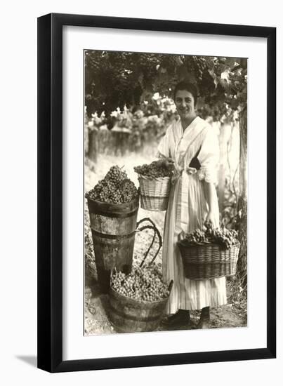 Woman Carrying Baskets of Grapes-null-Framed Art Print