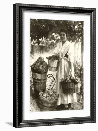 Woman Carrying Baskets of Grapes-null-Framed Art Print