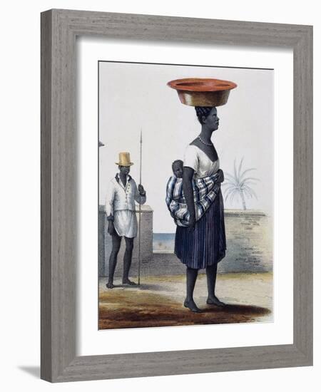 Woman Carrying Child and in the Background a Soldier, Santiago, Cape Verde Archipelago-Jules Dumont D'Urville-Framed Giclee Print