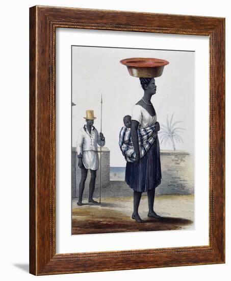 Woman Carrying Child and in the Background a Soldier, Santiago, Cape Verde Archipelago-Jules Dumont D'Urville-Framed Giclee Print