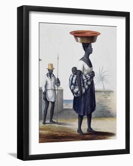 Woman Carrying Child and in the Background a Soldier, Santiago, Cape Verde Archipelago-Jules Dumont D'Urville-Framed Giclee Print