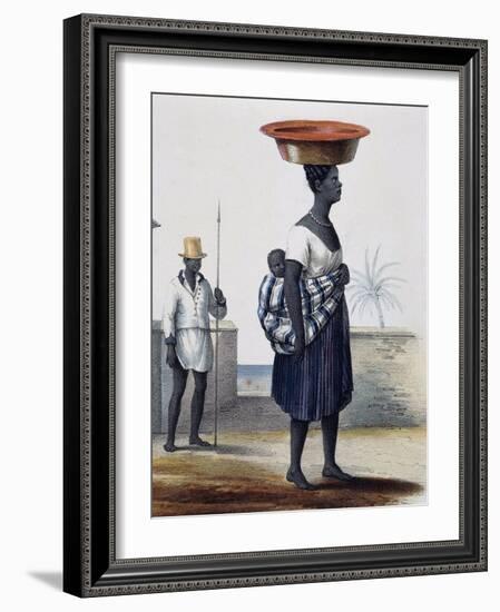 Woman Carrying Child and in the Background a Soldier, Santiago, Cape Verde Archipelago-Jules Dumont D'Urville-Framed Giclee Print