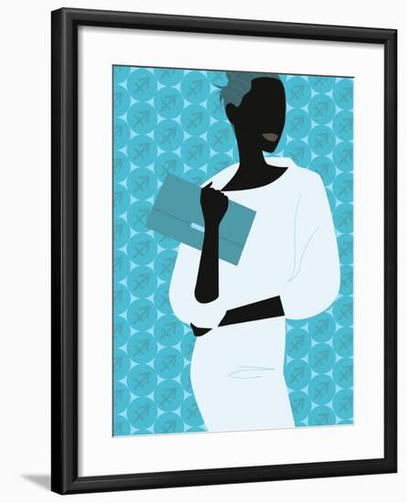 Woman Carrying Clutch Purse-null-Framed Giclee Print