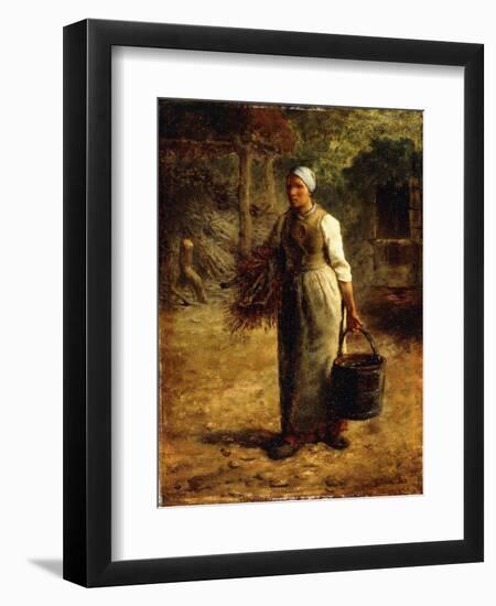 Woman Carrying Firewood and a Pail, C.1858-60-Jean-François Millet-Framed Giclee Print