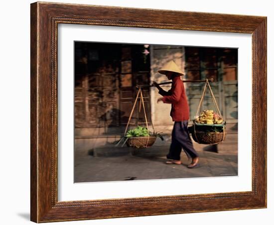 Woman Carrying Fruit and Vegetables, Hoi An, Central Vietnam, Vietnam, Indochina, Southeast Asia-Gavin Hellier-Framed Photographic Print