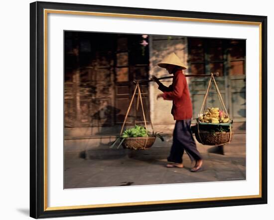 Woman Carrying Fruit and Vegetables, Hoi An, Central Vietnam, Vietnam, Indochina, Southeast Asia-Gavin Hellier-Framed Photographic Print