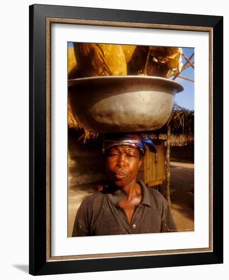 Woman Carrying Pan Filled with Baobab Fruit, Boku, Ghana-Alison Jones-Framed Photographic Print