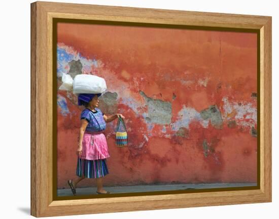 Woman Carrying Sack, Antigua, Guatemala-Keren Su-Framed Premier Image Canvas