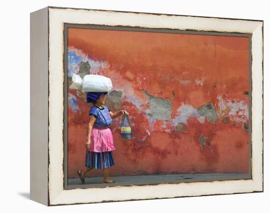 Woman Carrying Sack, Antigua, Guatemala-Keren Su-Framed Premier Image Canvas