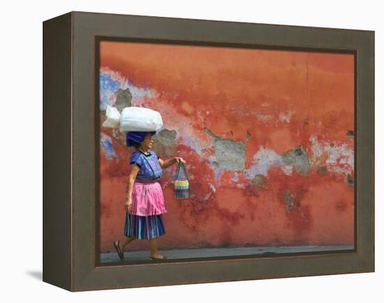 Woman Carrying Sack, Antigua, Guatemala-Keren Su-Framed Premier Image Canvas