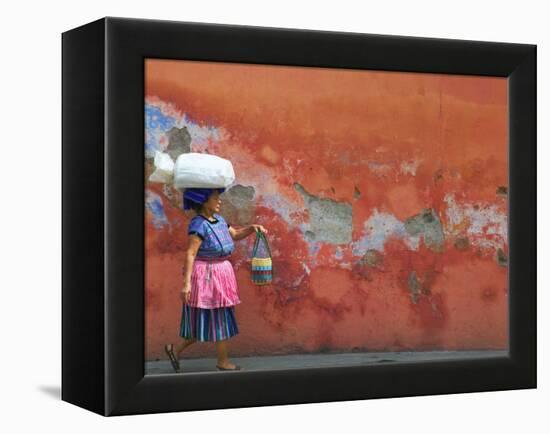 Woman Carrying Sack, Antigua, Guatemala-Keren Su-Framed Premier Image Canvas