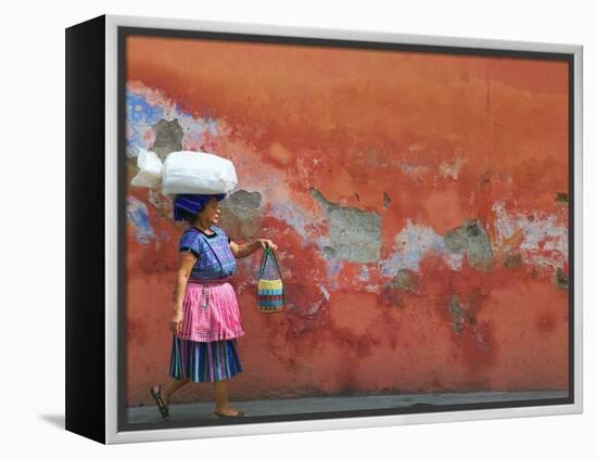 Woman Carrying Sack, Antigua, Guatemala-Keren Su-Framed Premier Image Canvas