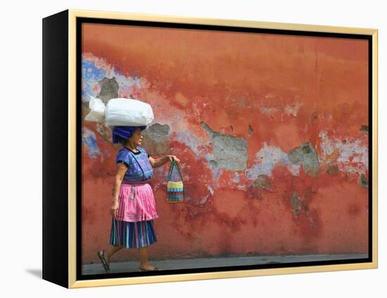 Woman Carrying Sack, Antigua, Guatemala-Keren Su-Framed Premier Image Canvas