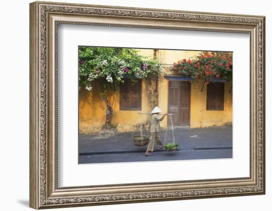 Woman Carrying Vegetables in Street, Hoi An, Quang Nam, Vietnam, Indochina, Southeast Asia, Asia-Ian Trower-Framed Photographic Print