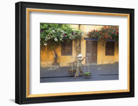 Woman Carrying Vegetables in Street, Hoi An, Quang Nam, Vietnam, Indochina, Southeast Asia, Asia-Ian Trower-Framed Photographic Print