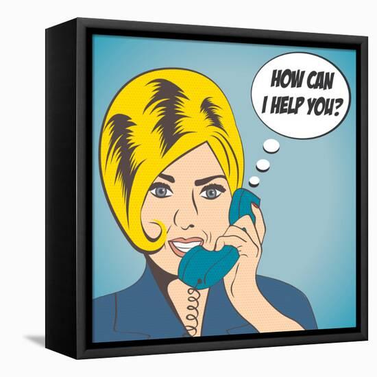 Woman Chatting on the Phone, Pop Art Illustration-Eva Andreea-Framed Stretched Canvas