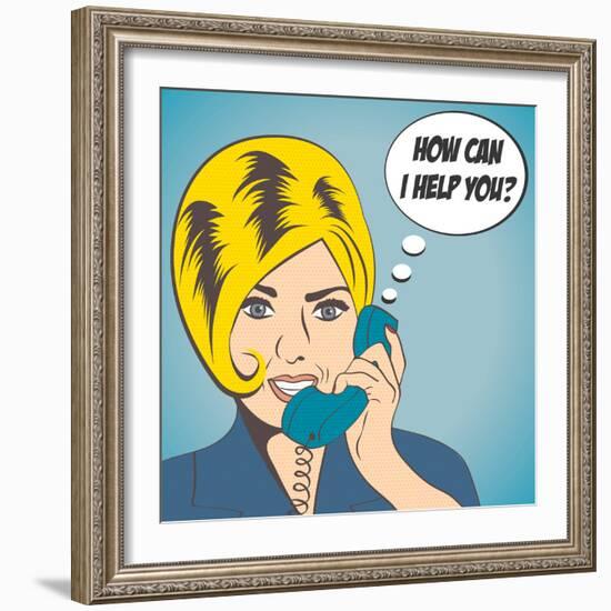 Woman Chatting on the Phone, Pop Art Illustration-Eva Andreea-Framed Art Print