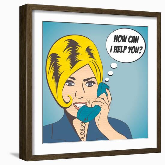 Woman Chatting on the Phone, Pop Art Illustration-Eva Andreea-Framed Art Print