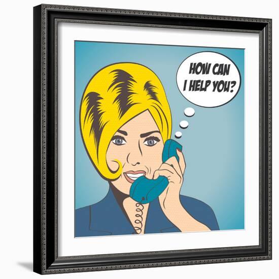 Woman Chatting on the Phone, Pop Art Illustration-Eva Andreea-Framed Art Print