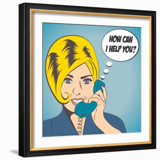 Woman Chatting on the Phone, Pop Art Illustration-Eva Andreea-Framed Art Print