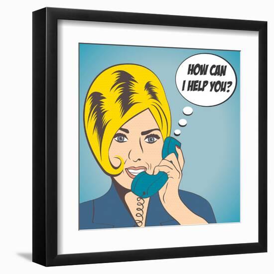 Woman Chatting on the Phone, Pop Art Illustration-Eva Andreea-Framed Art Print