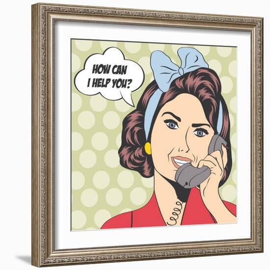 Woman Chatting on the Phone, Pop Art Illustration-Eva Andreea-Framed Art Print