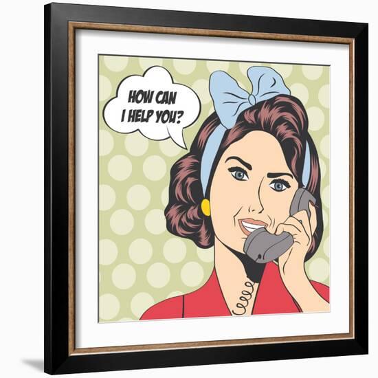 Woman Chatting on the Phone, Pop Art Illustration-Eva Andreea-Framed Art Print