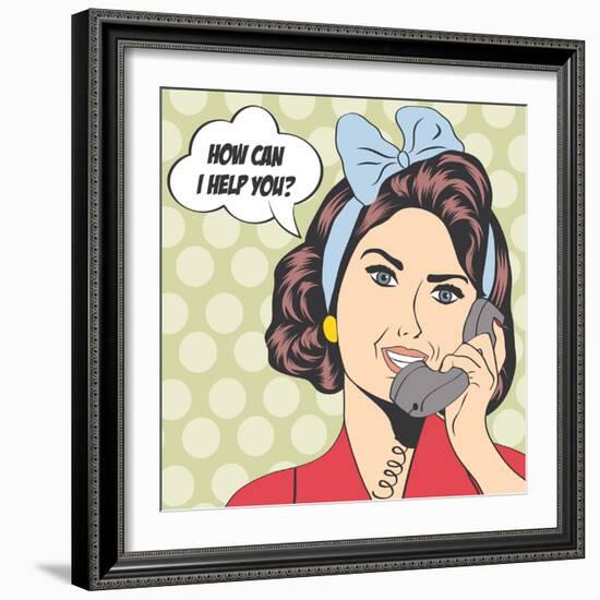 Woman Chatting on the Phone, Pop Art Illustration-Eva Andreea-Framed Art Print