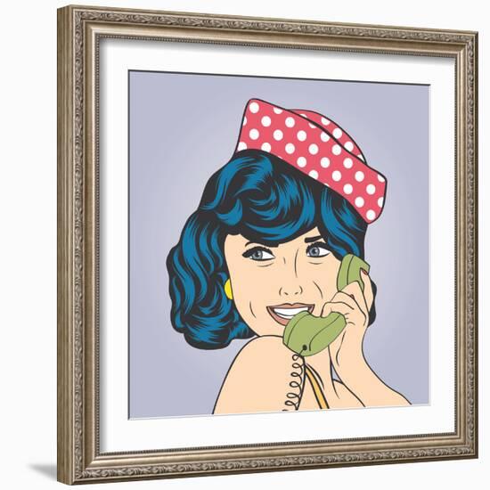 Woman Chatting on the Phone, Pop Art Illustration-Eva Andreea-Framed Art Print