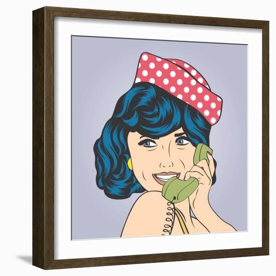 Woman Chatting on the Phone, Pop Art Illustration-Eva Andreea-Framed Art Print