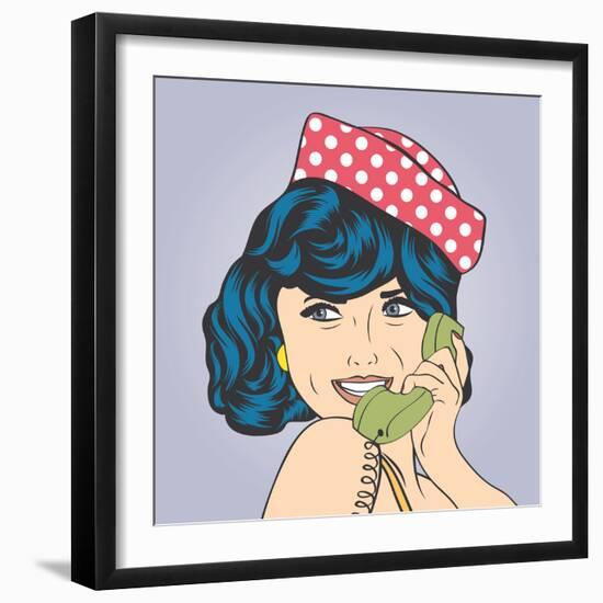 Woman Chatting on the Phone, Pop Art Illustration-Eva Andreea-Framed Art Print