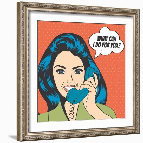 Woman Chatting on the Phone, Pop Art Illustration-Eva Andreea-Framed Art Print