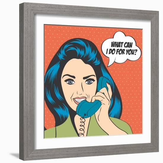 Woman Chatting on the Phone, Pop Art Illustration-Eva Andreea-Framed Art Print