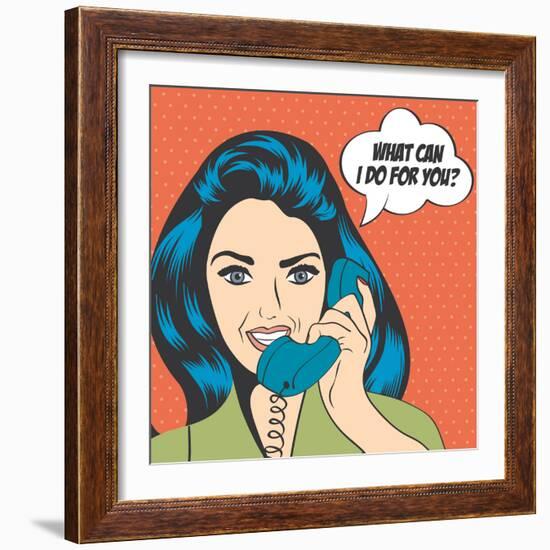 Woman Chatting on the Phone, Pop Art Illustration-Eva Andreea-Framed Art Print