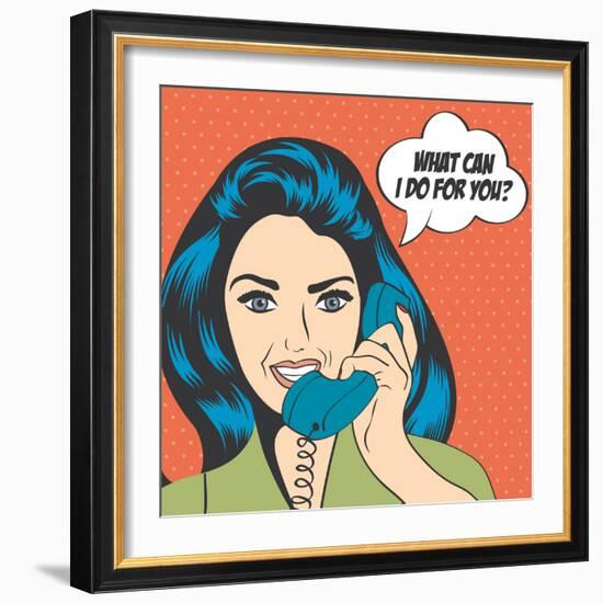 Woman Chatting on the Phone, Pop Art Illustration-Eva Andreea-Framed Art Print