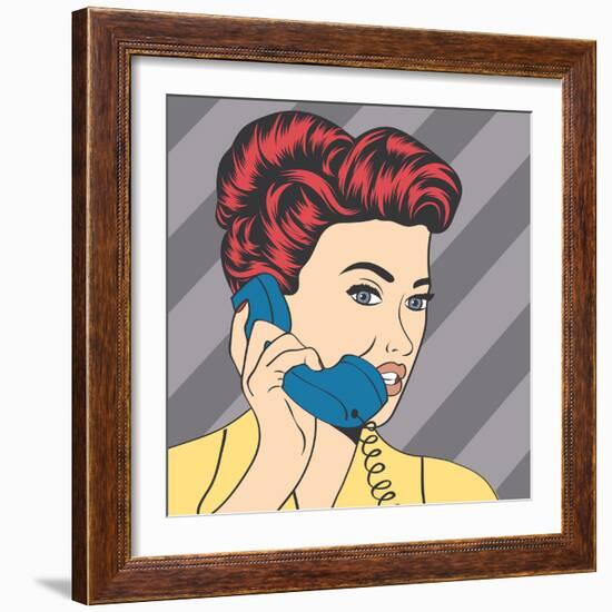 Woman Chatting on the Phone, Pop Art Illustration-Eva Andreea-Framed Art Print