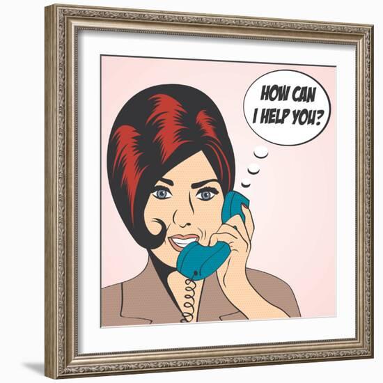 Woman Chatting on the Phone, Pop Art Illustration-Eva Andreea-Framed Art Print