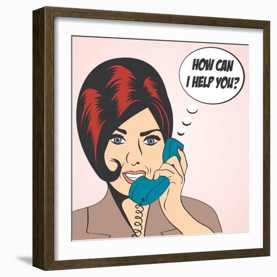 Woman Chatting on the Phone, Pop Art Illustration-Eva Andreea-Framed Art Print