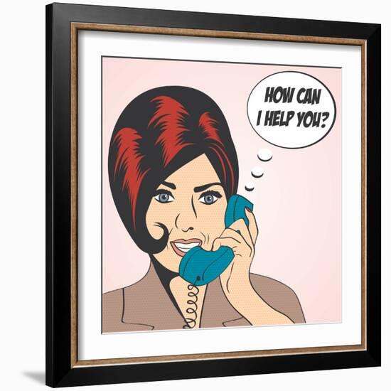 Woman Chatting on the Phone, Pop Art Illustration-Eva Andreea-Framed Art Print