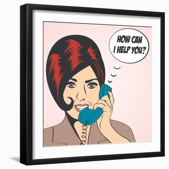 Woman Chatting on the Phone, Pop Art Illustration-Eva Andreea-Framed Art Print